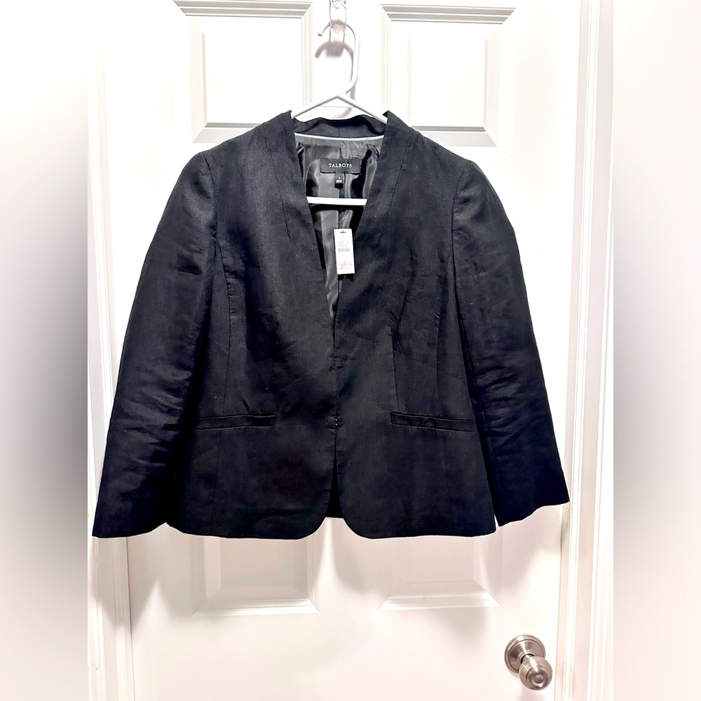 Talbots Black Linen Blazer Women’s Size 4 New with Tags